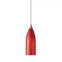 ELK Home 522-1SC-LED - 1 Light Pendant in Satin Nickel with Scarlet Red Glass - LED Offering Up To 300 Lumens (25 Watt Equi