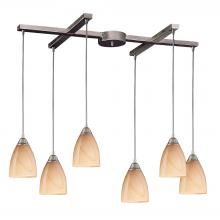 ELK Home 527-6SY - Pierra 6-Light H-Bar Pendant Fixture in Satin Nickel with Sandy Glass