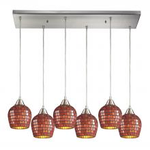 ELK Home 528-6RC-CPR - Fusion 6 Light Pendant In Satin Nickel And Coppe