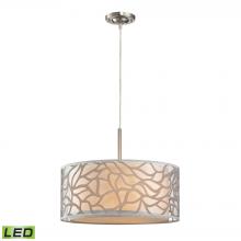 ELK Home 53001/3-LED - Autumn Breeze 3-Light Chandelier in Brushed Nickel with Fabric and Metal - Includes LED Bulbs