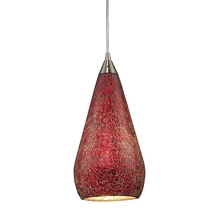 ELK Home 546-1RBY-CRC - Curvalo 1-Light Mini Pendant in Satin Nickel with Ruby Crackle Glass