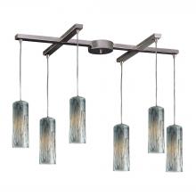 ELK Home 551-6MD - Maple 6 Light Pendant In Satin Nickel And Maple