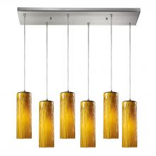 ELK Home 551-6RC-MA - Maple 6 Light Pendant In Satin Nickel And Maple