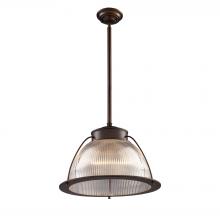 ELK Home 60014-1 - Halophane 1-Light Pendant in Aged Bronze with Clear Ribbed Glass