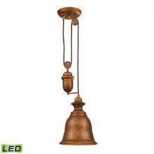 ELK Home 65060-1-LED - Farmhouse 1-Light Adjustable Pendant in Bellwether Copper with Matching Shade - Includes LED Bulb