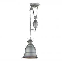 ELK Home 65080-1 - Farmhouse 1-Light Adjustable Pendant in Aged Pewter with Matching Shade