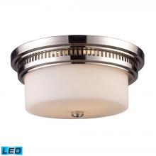 ELK Home 66111-2-LED - Chadwick 2-Light Flush Mount in Polished Nickel with White Glass - Includes LED Bulbs
