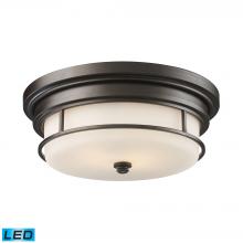 ELK Home 66254-2-LED - Newfield 2-Light Flush Mount in Oiled Bronze with Opal Etched Blown Glass - Includes LED Bulbs