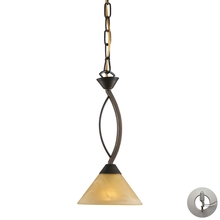 ELK Home 7644/1-LA - Elysburg 1 Light Pendant in Aged Bronze and Tea Stained Glass - Includes Adapter Kit