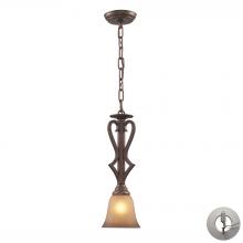 ELK Home 9325/1-LA - Lawrenceville 1-Light Mini Pendant in Mocha with Antique Amber Glass - Includes Adapter Kit